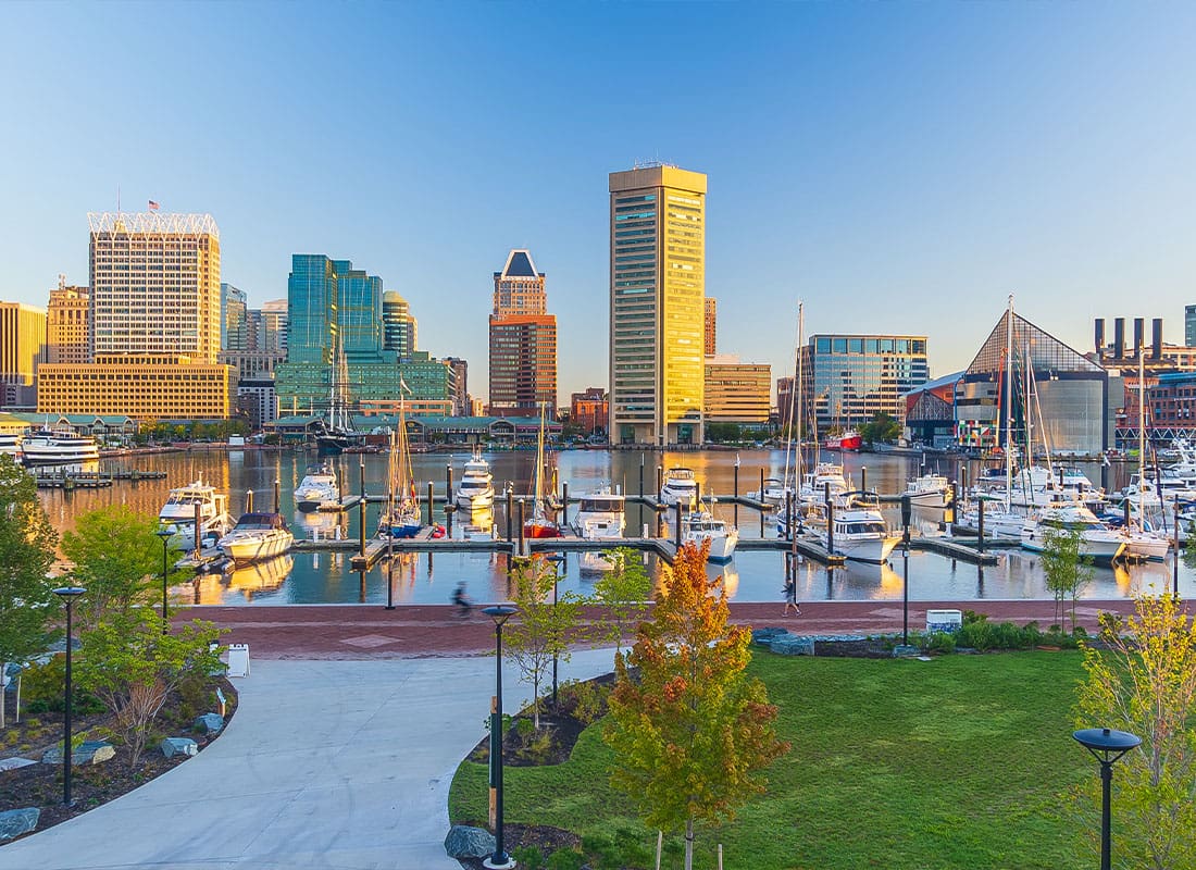Hunt Valley, MD - Downtown Baltimore City Skyline Cityscape of Maryland